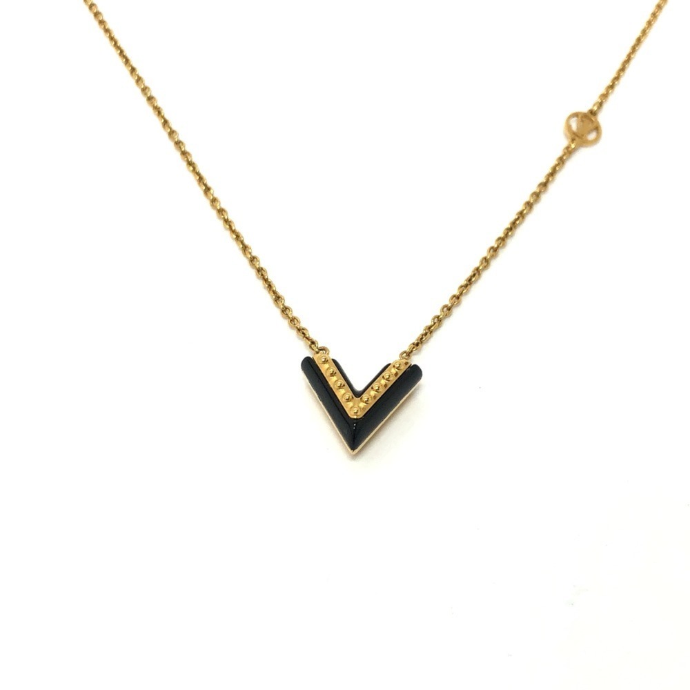 LOUIS VUITTON M63181 LV Circle Essential V Pendant Necklace in Gold and Black...